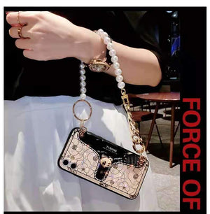 Mirror pearl bracelet phone case For iphone