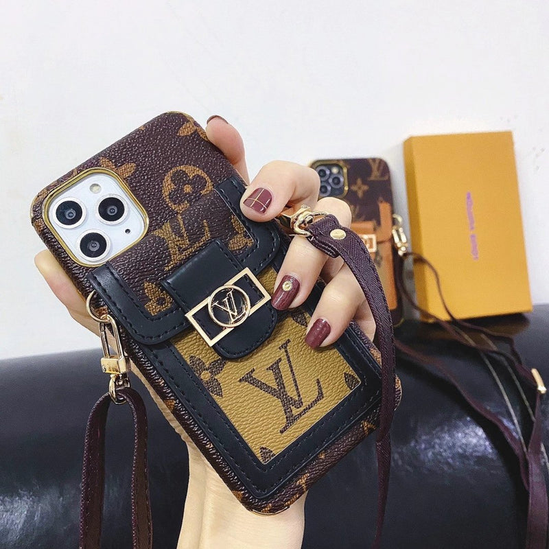 Crossbody lanyard card case phone case