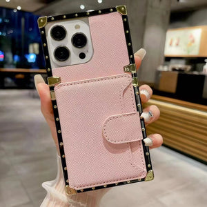 Luxury   leather card  Square   phone case for iPhone