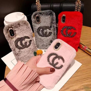 Fashion Rhinestone plush phone case