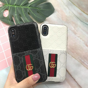 Embossed stitching card case phone case for iphone