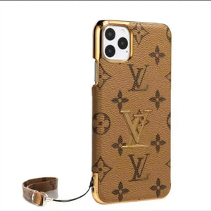 Retro lanyard leather phone case