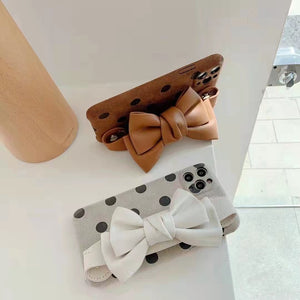 Plush Bowknot  wrist phone case For iphone