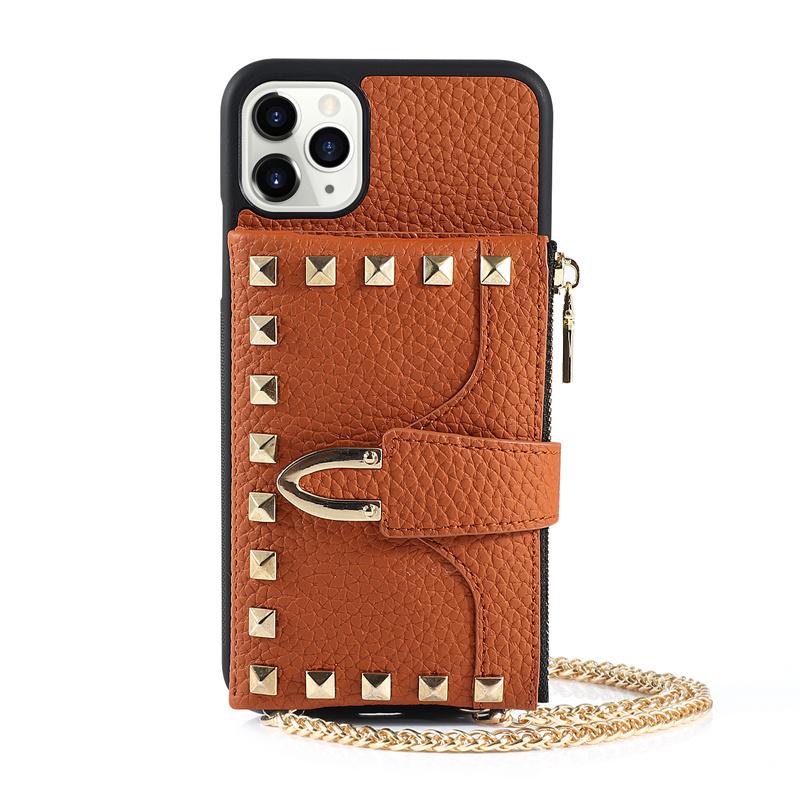 Zipper wallet chain phone case