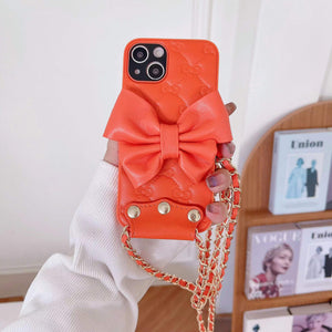 Luxury bow Carry chain phone case For iphone