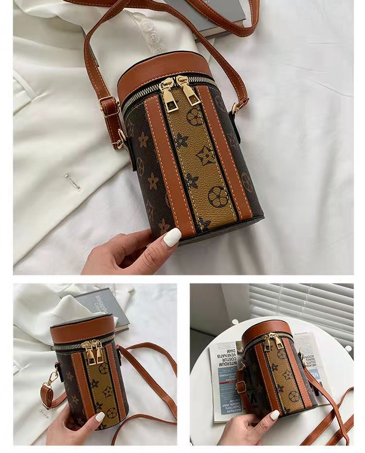 Diagonal printing bucket mobile phone bag