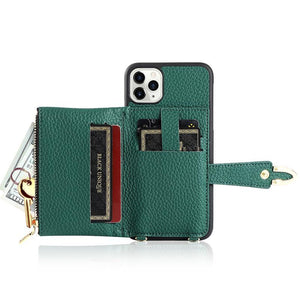 Zipper wallet chain phone case