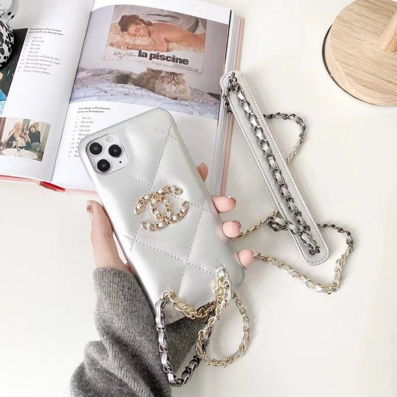 Luxury leather crossbody chain phone case