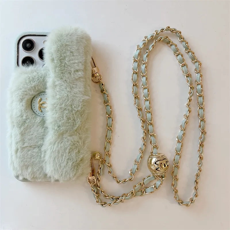 Luxury soft body cross plush phone case for iphone