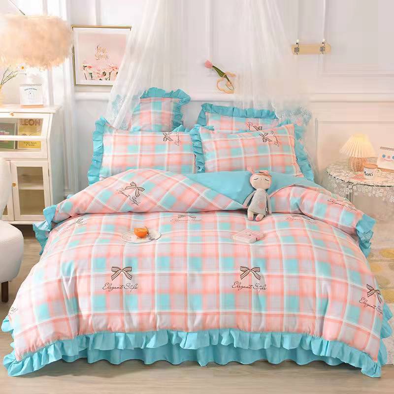 Fashion princess style Skin-friendly cotton four-piece Bed skirt