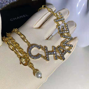 Fashion Metal Lock Letter Diamond Necklace