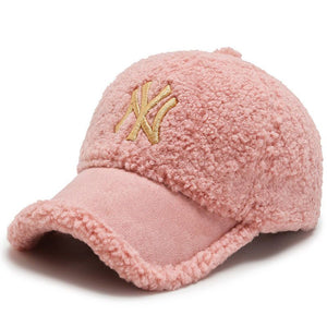 Lamb hair baseball cap