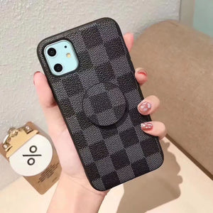 Retro leather stand phone case