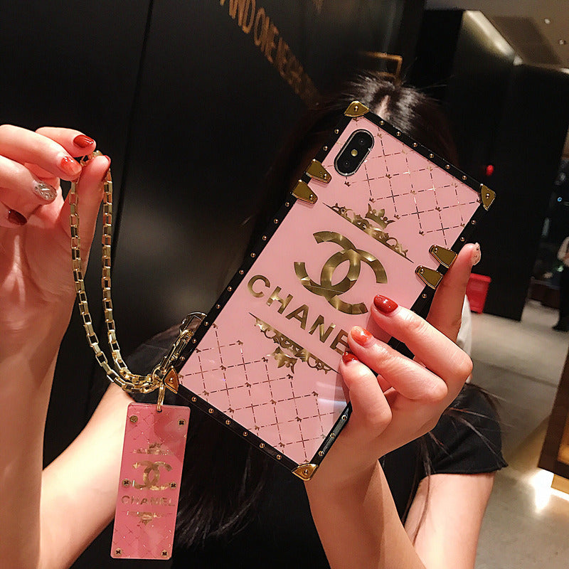 Luxury pink square phone case