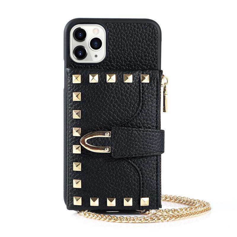 Zipper wallet chain phone case