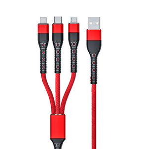 3 in 1 6A USB Cable Fast Charger Wire Type C/Micro USB/iOS Data Cable