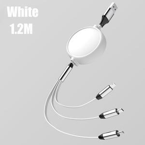 3 in 1 Retractable USB Type-C Cable