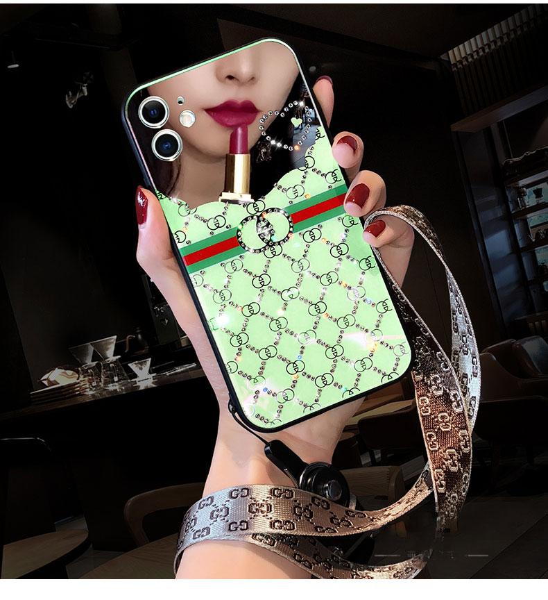 Luxury rhinestone makeup mirror phone case