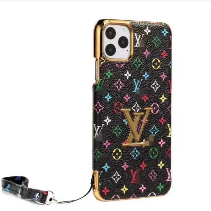 Retro lanyard leather phone case