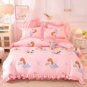 Fashion princess style Skin-friendly cotton four-piece Bed skirt