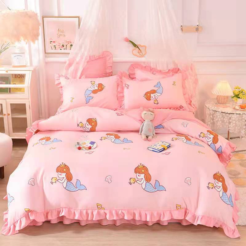 Fashion princess style Skin-friendly cotton four-piece Bed skirt