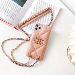 Luxury leather crossbody chain phone case