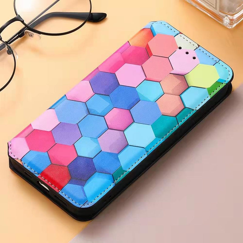 Fashion colorful cards leather phone case for Samsung