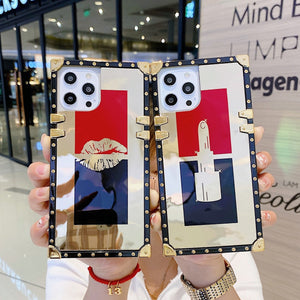 Trendy lipstick mirror phone case for iphone