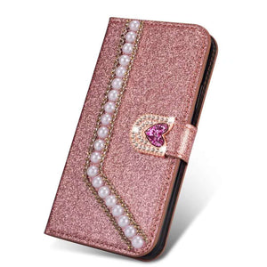 Pearl Glitter Leather Case