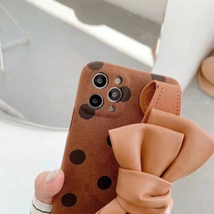 Plush Bowknot  wrist phone case For iphone