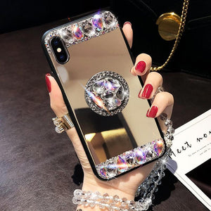 Purple Rhinestone Mirror phone Case