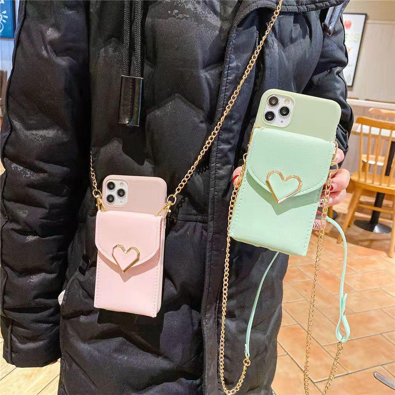 Crossbody coin purse chain phone case for iphone