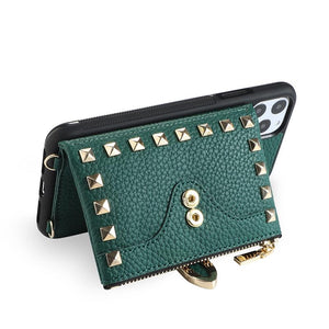 Zipper wallet chain phone case