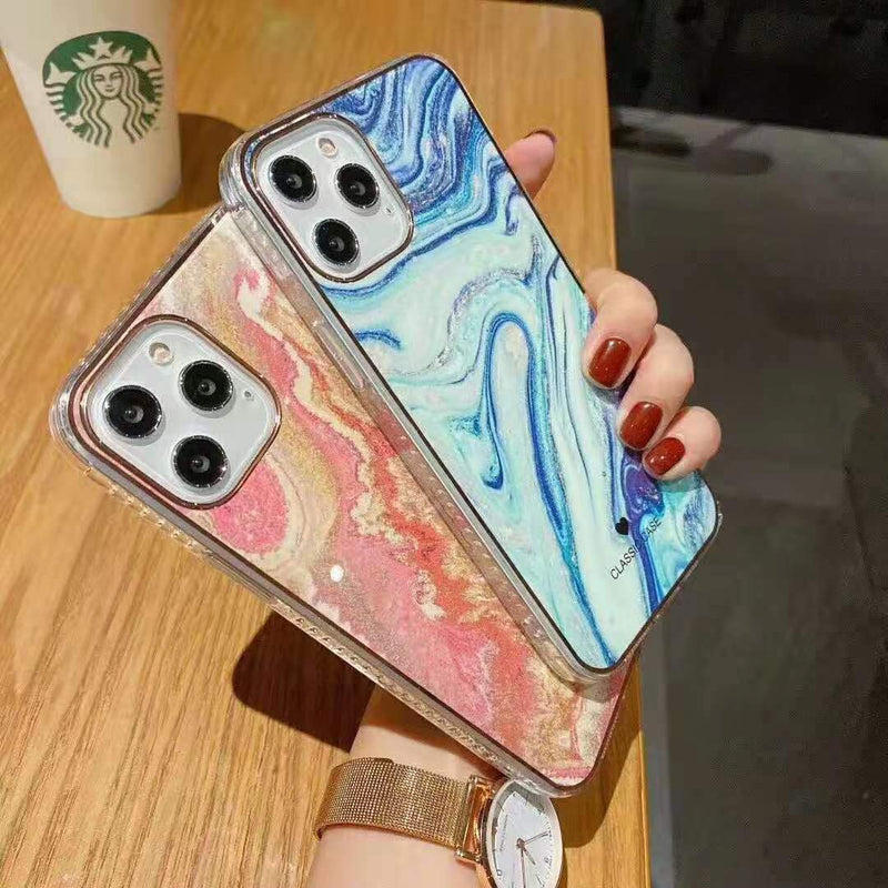 Electroplated marble soft phone case