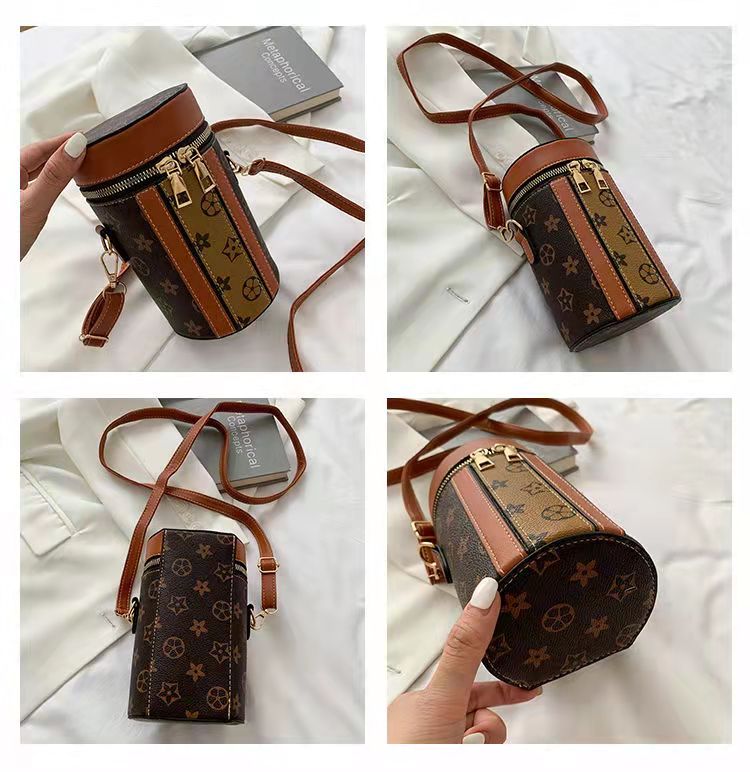 Diagonal printing bucket mobile phone bag