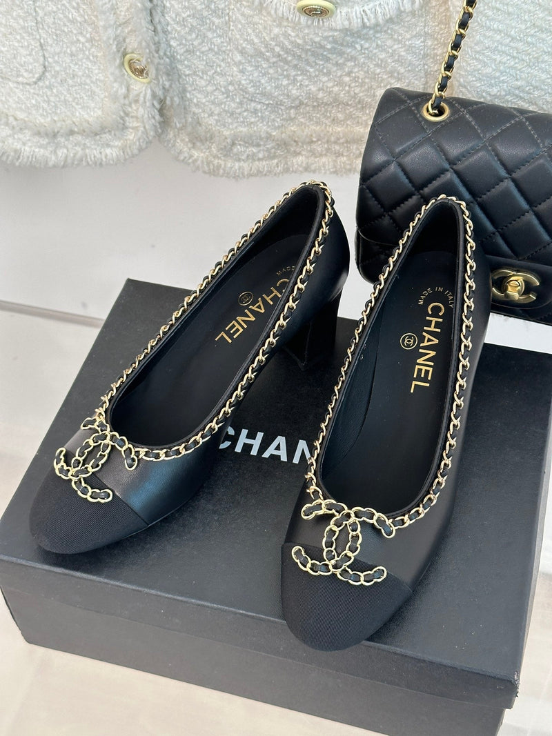 2023 CC Chain Double C Chunky Heel Shoes -S44