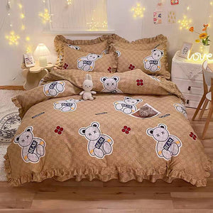 Fashion princess style Skin-friendly cotton four-piece Bed skirt