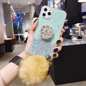 Starry sky silver foil holder hairball  phone case