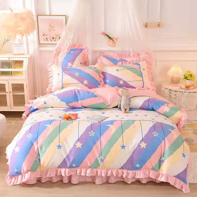 Fashion princess style Skin-friendly cotton four-piece Bed skirt