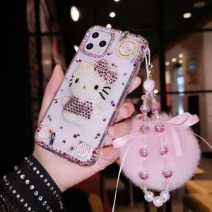 Luxury crystal cat bracelet phone case  for iphone