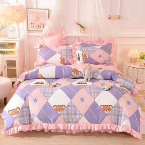 Fashion princess style Skin-friendly cotton four-piece Bed skirt