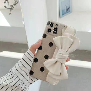 Plush Bowknot  wrist phone case For iphone