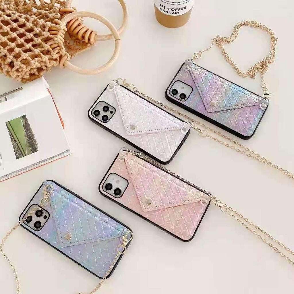 Multicolor card bag chain phone case  For iphone