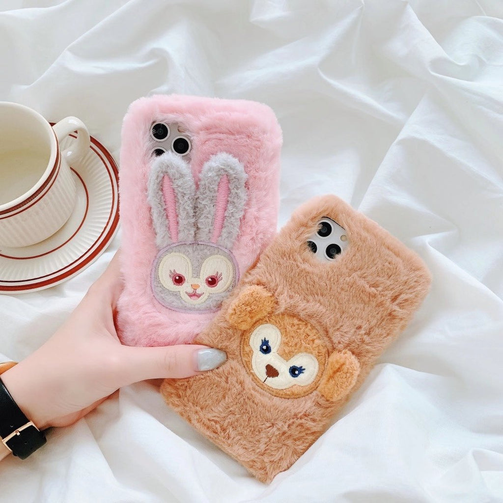 Plush rabbit phone case