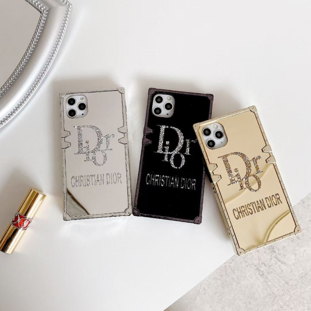 Rhinestone square mirror phone case