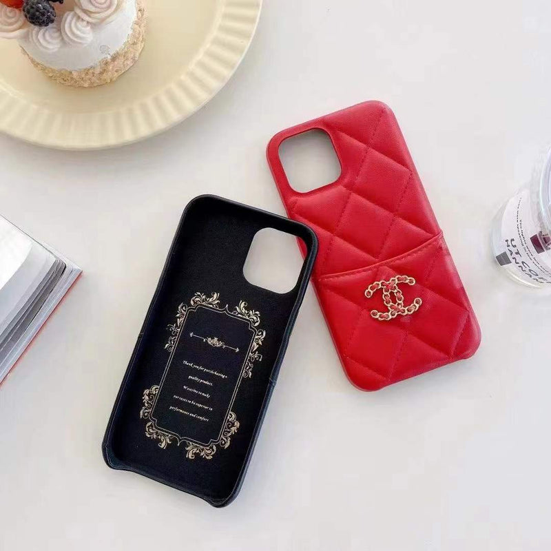 Leather card pearl bracelet phone case For iphone