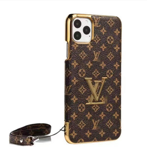 Retro lanyard leather phone case