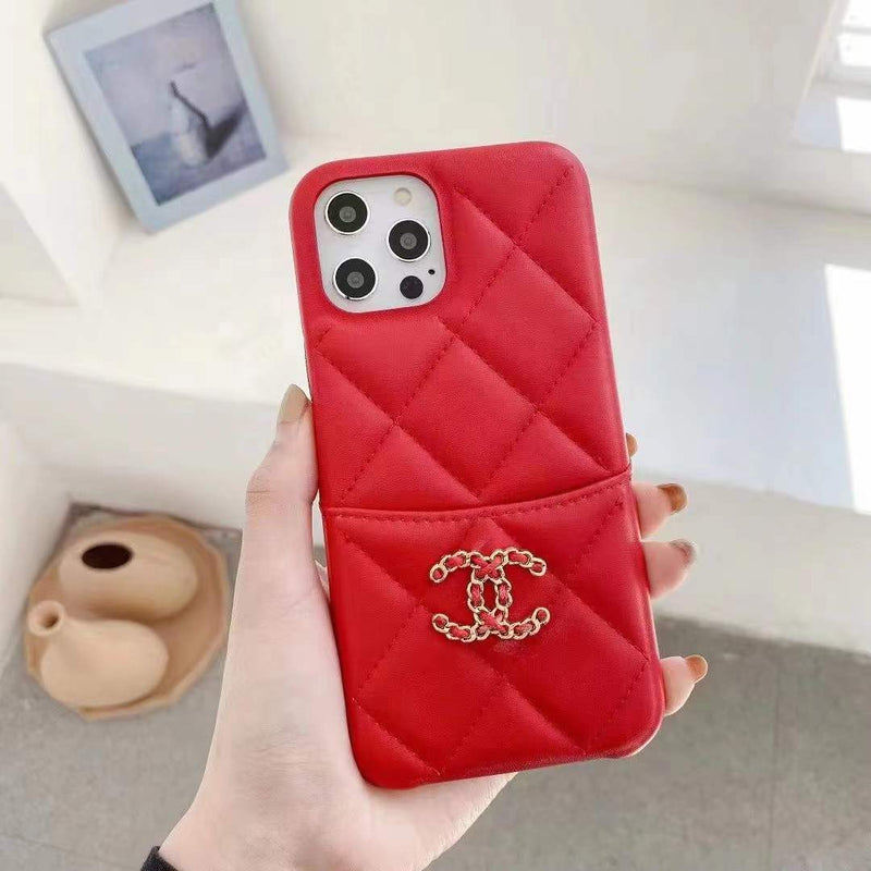 Leather card pearl bracelet phone case For iphone