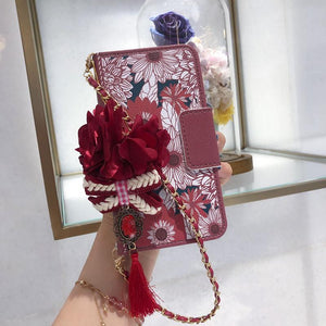 Fashion wallet Floral Clamshell Phone Case