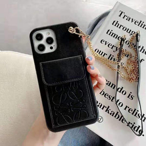 Vertical pattern card holder long chain mobile phone case